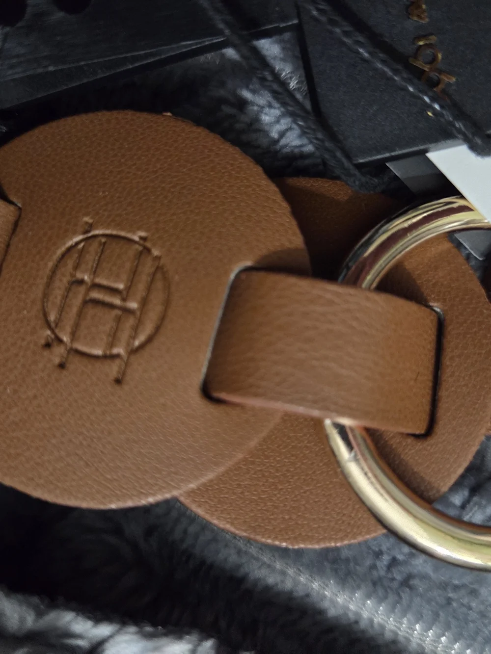 House of Harlow 1960 Brown Leather Ladies Link Belt with Gold Rings